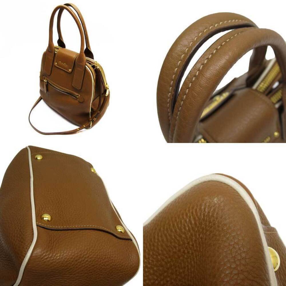Miu Miu classic white brown leather favorite shoulder handbag gold bag